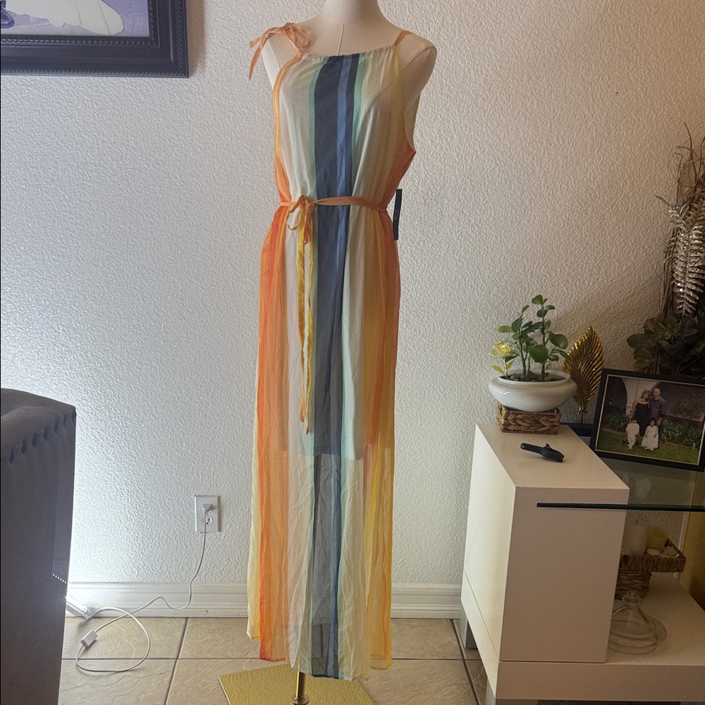 New York & Company Multicolor Striped Maxi Dress